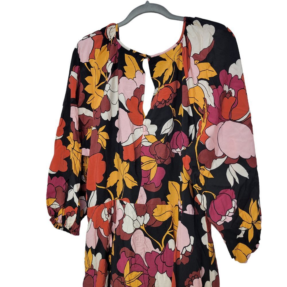 Anthropologie Maeve Fall Floral Long Midi 3/4 Puff Sleeve Dress US 18W - Picture 8 of 12